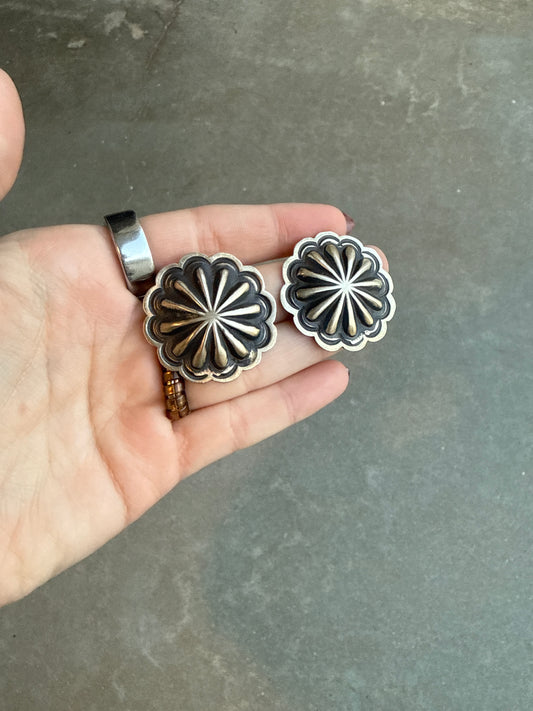 Silver Concho Earrings