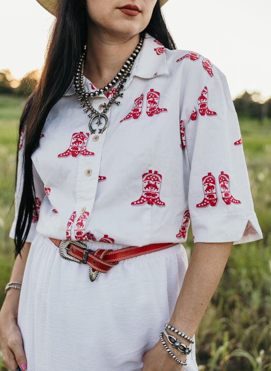 Red, White, & Boots Top