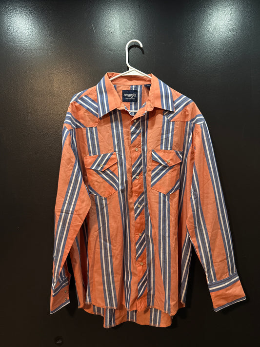 Men's Orange Wrangler Pearl Snap
