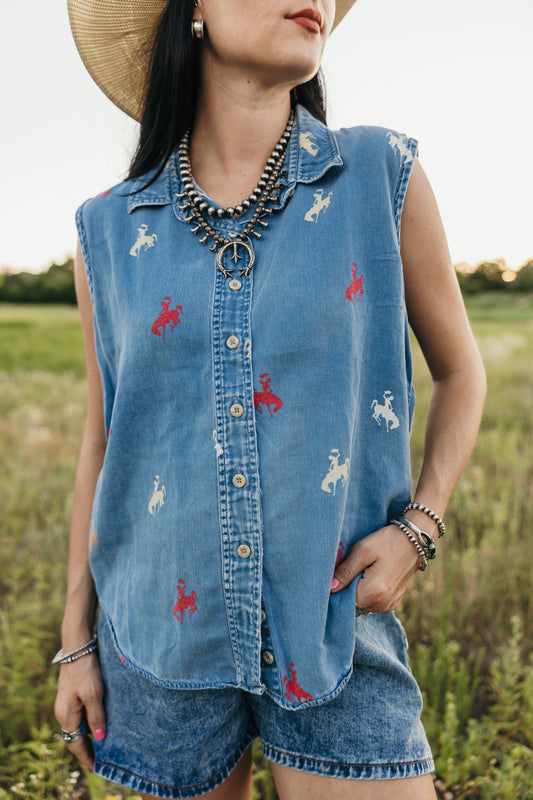 Buckin Denim Top