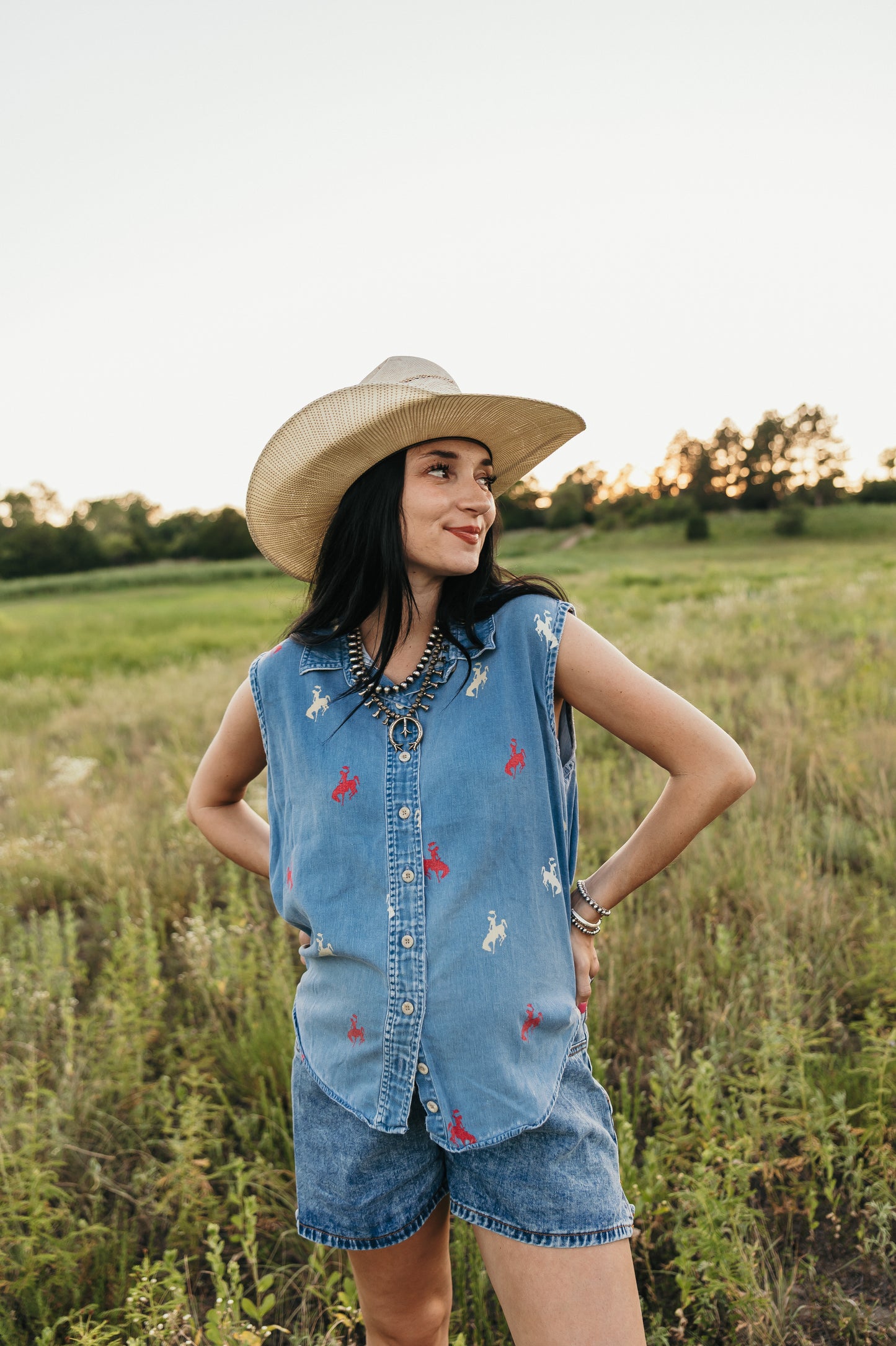Buckin Denim Top