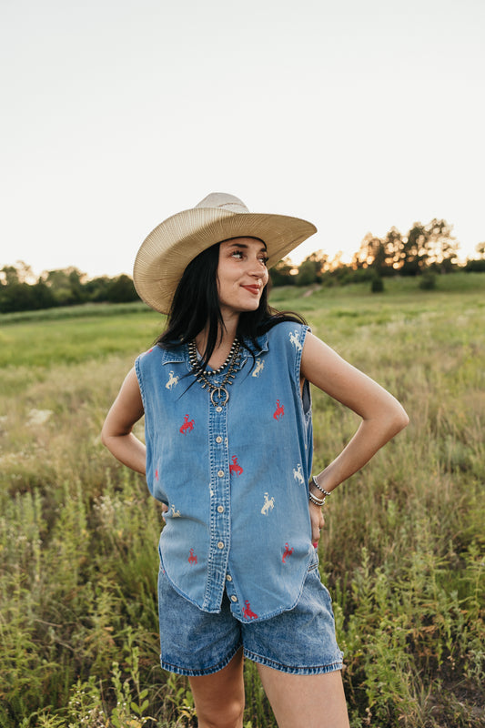 Buckin Denim Top